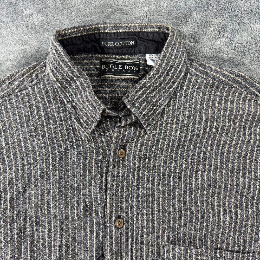 Bugle Boy Pure Cotton‎ Textured One Pocket Button Down Retro Old Money